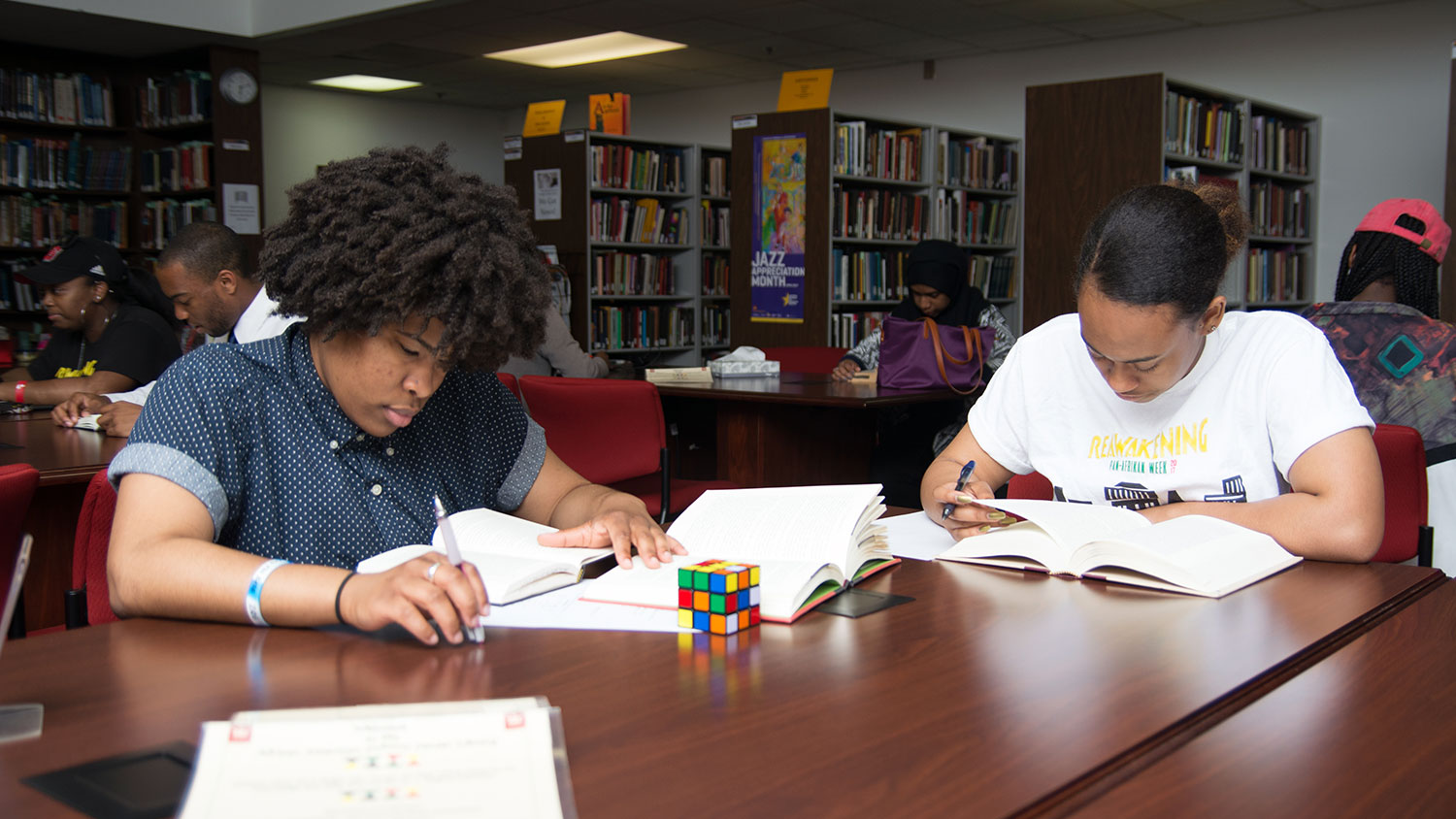 AACC Library and Media Room with students