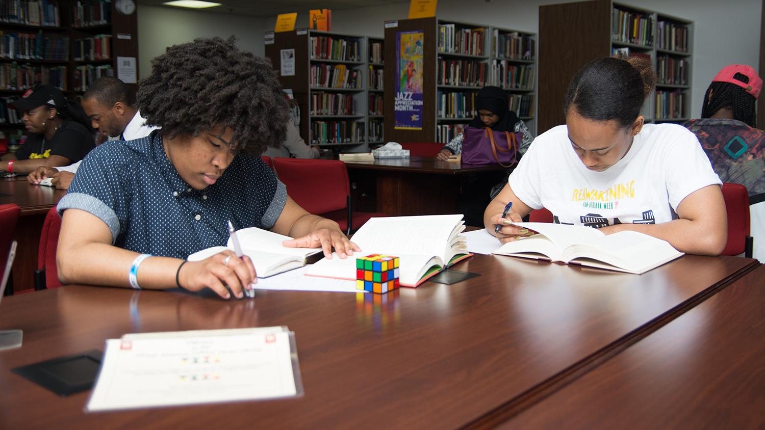 Students studying in African American Cultural Center library