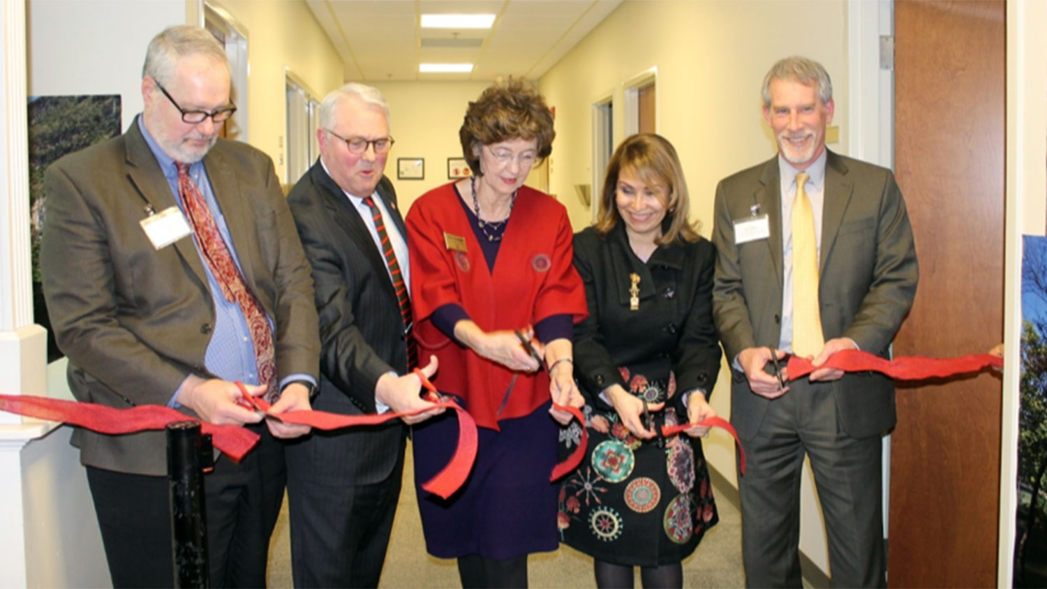 Chancellor Woodson, Provost Arden, Elaine Marshall Consul General Remedios Gomez Arnau and Reid Wilson