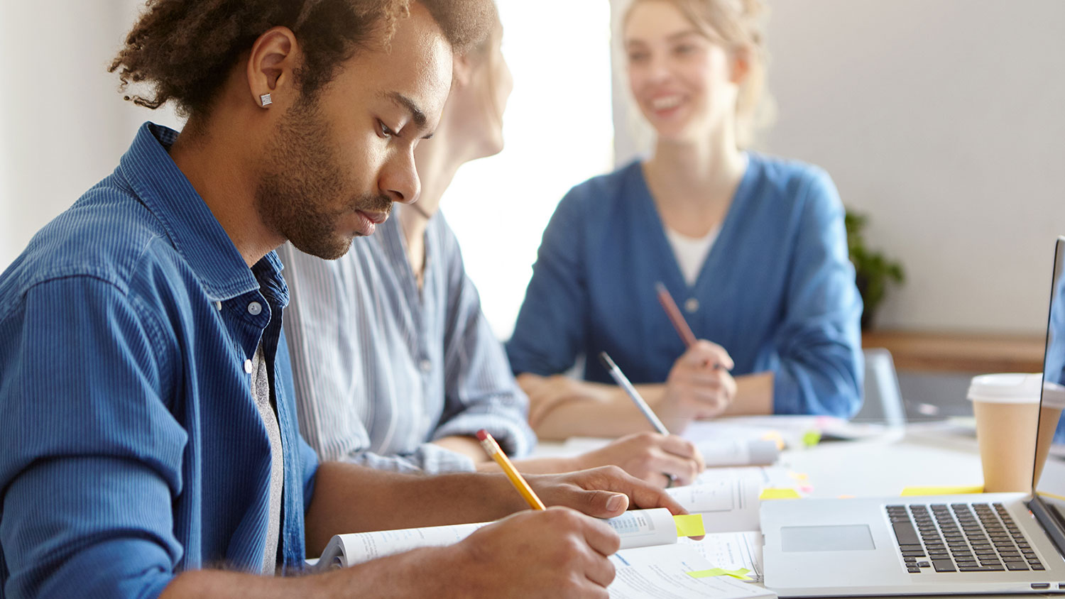 Grad students working