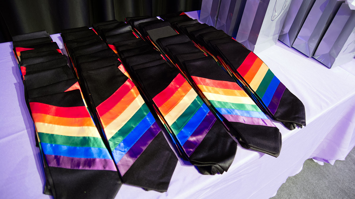 Rainbow graduation stole