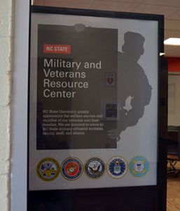 Military and Veterans Service Center door sign