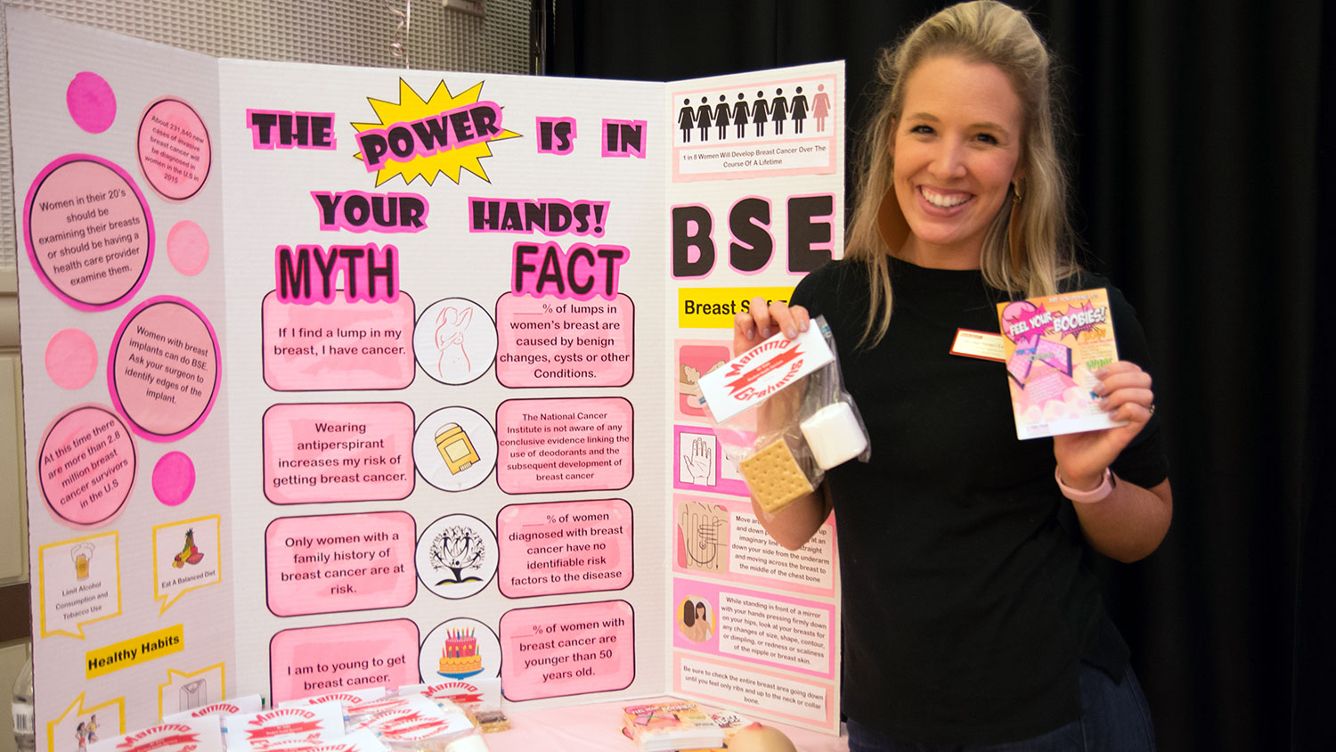 Breast Self Exam Booth at the Chocolate Festival in 2018