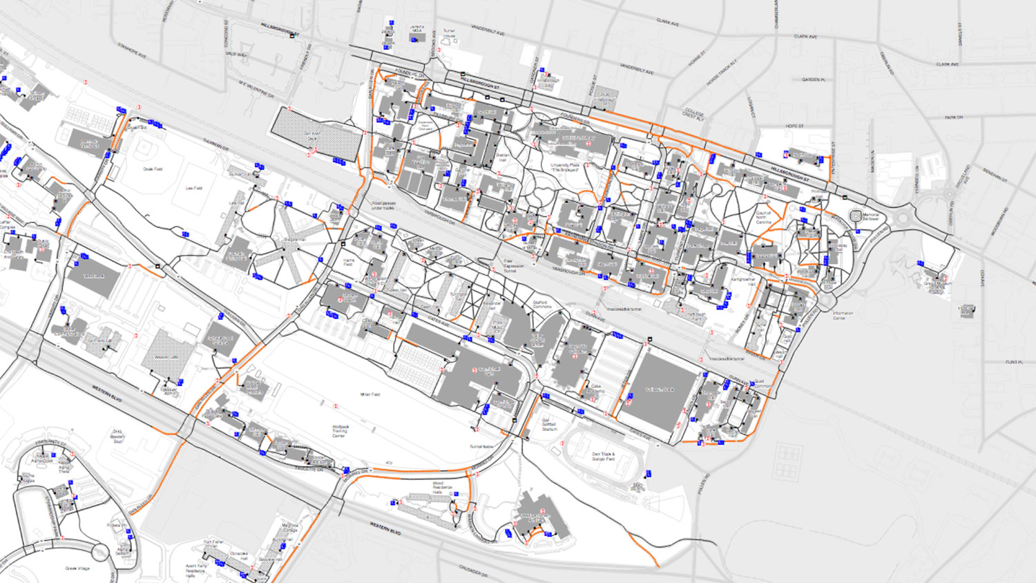 Piece of campus accessibility map