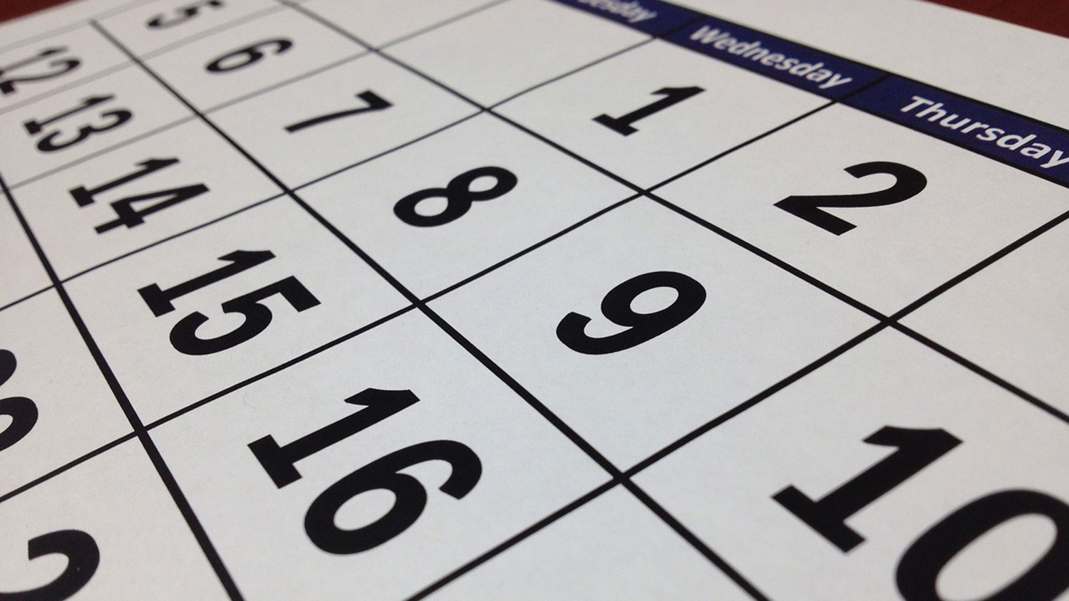 Close-up of a calendar