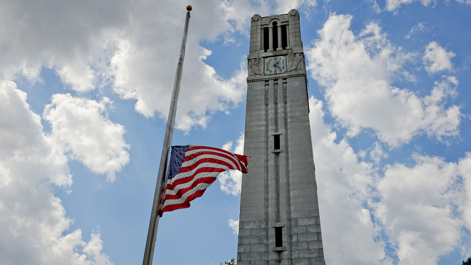 American flag at half mast