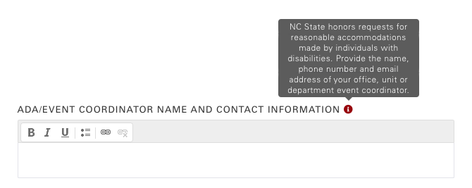 ADA accommodations field in university calendar in 2021