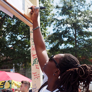 Signing a shack at Shack-A-Thon