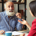 Older man conversing