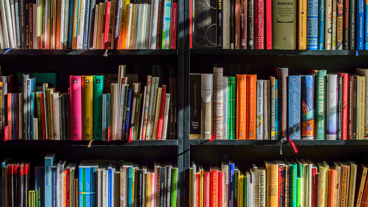 Colorful books on a shelf